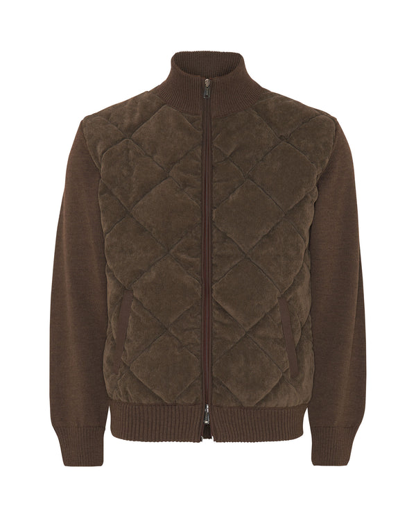 Khaki Wool quilted cardigan by MIRTO