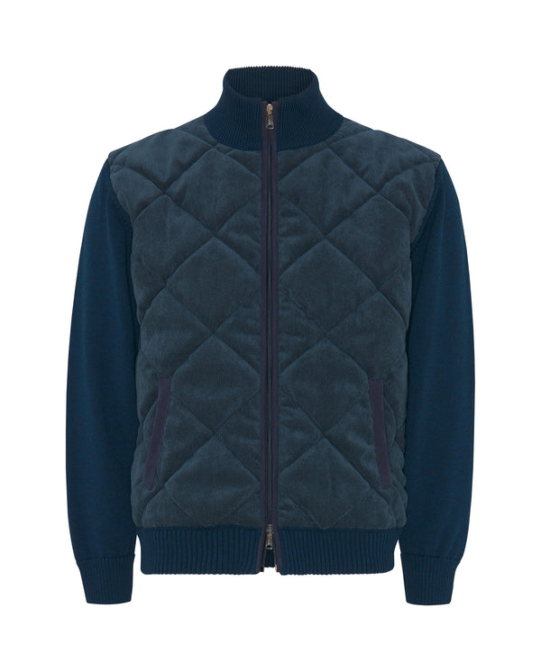 Blue Wool quilted cardigan by MIRTO