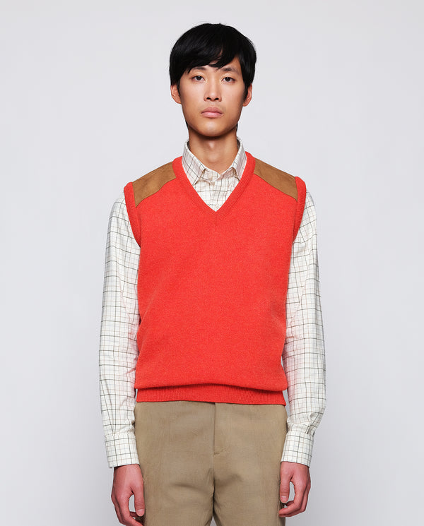 Orange V neck Lambswool waistcoat