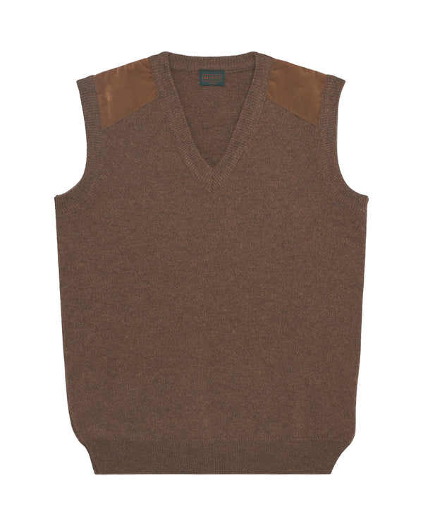 Brown V neck Lambswool waistcoat