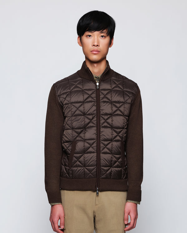 Brown quilted knit jacket