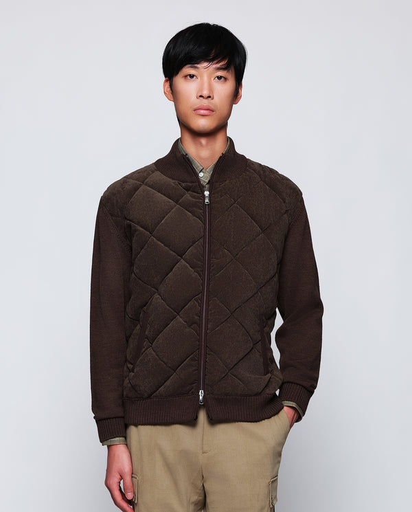 Khaki quilted knit jacket