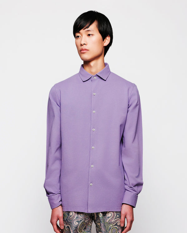 Purple cotton knit shirt, no breast pocket