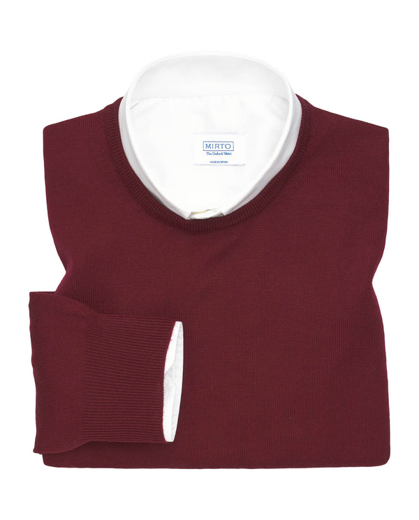 Burgundy merino wool jumper (crew neck) by MIRTO