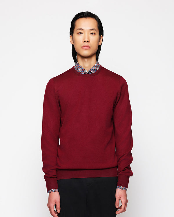 Burgundy merino wool jumper (crew neck) by MIRTO