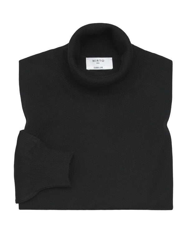 Black merino wool jumper (turtleneck) by MIRTO