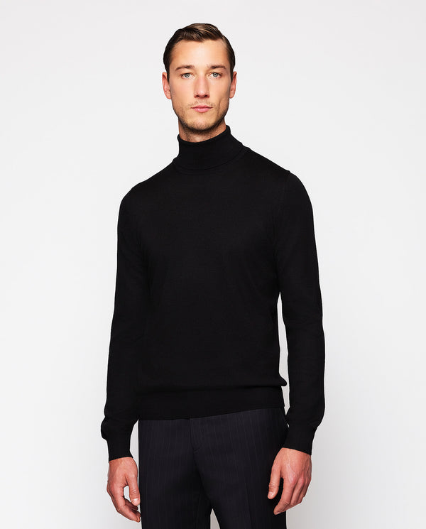 Black merino wool jumper (turtleneck) by MIRTO