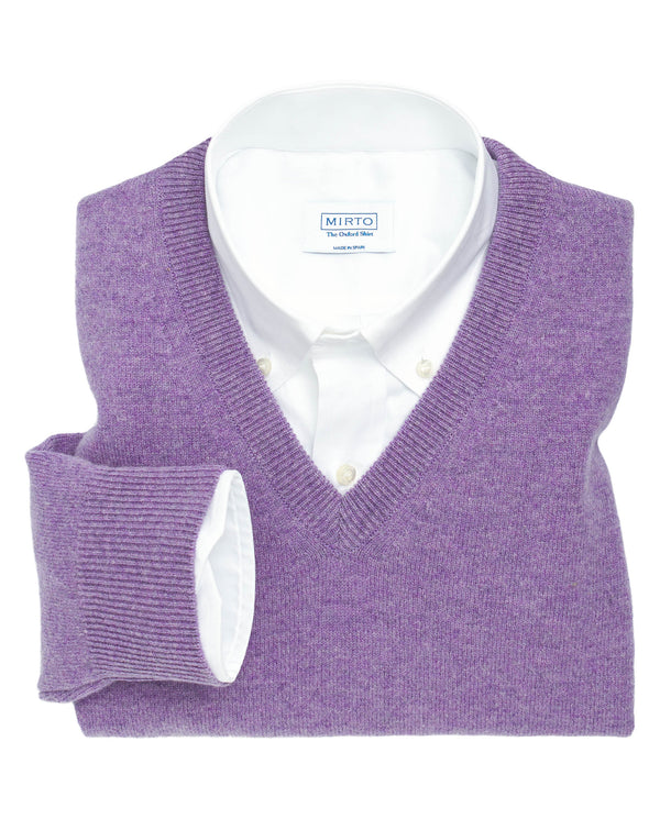 Purple lambswool jumper (V neck) by MIRTO