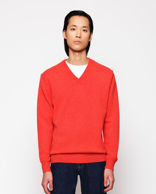 Orange lambswool jumper (V neck) by MIRTO