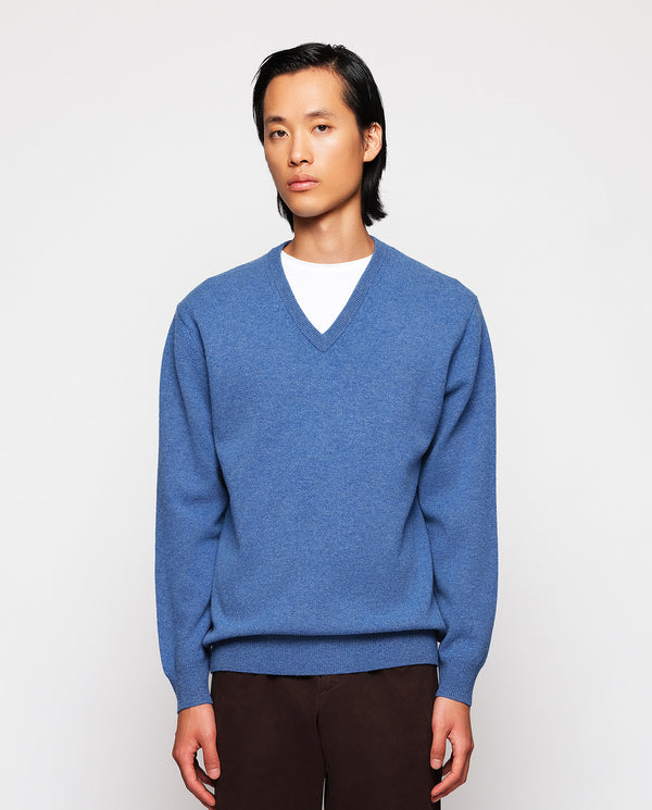 Blue V neck lambswool jumper