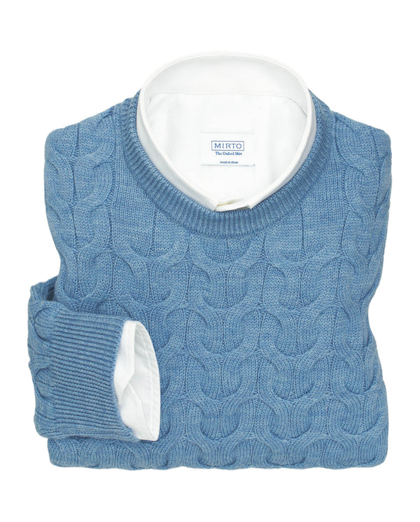 Light blue braided jumper (crew neck) by MIRTO