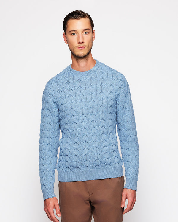 Light blue braided jumper (crew neck) by MIRTO