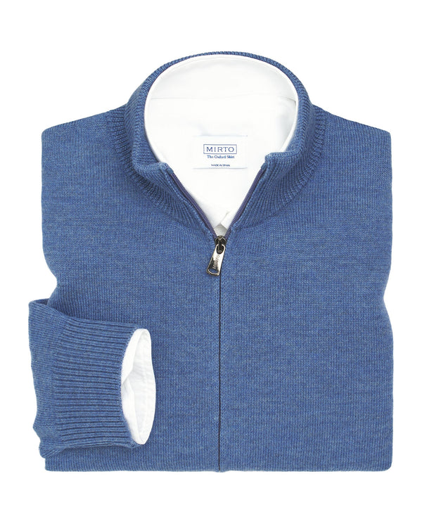 Blue knit zip jacket by MIRTO