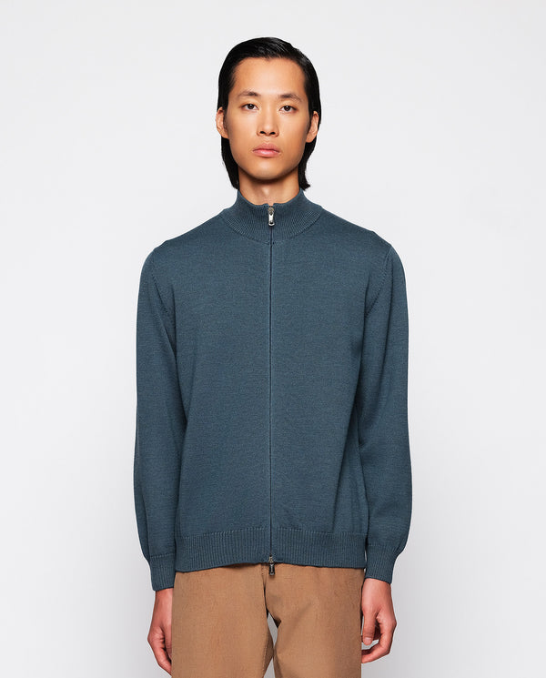 Green knit zip jacket