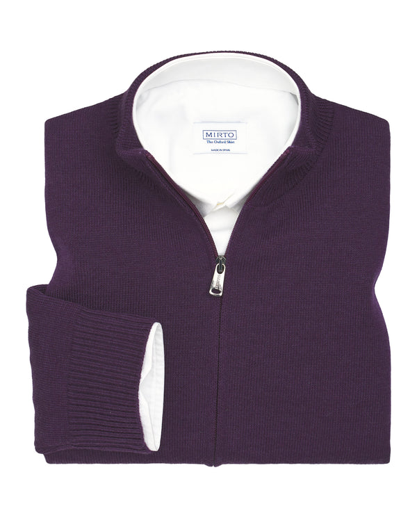 Purple knit zip jacket by MIRTO