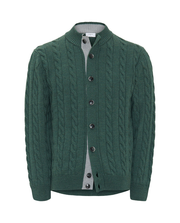 Green button-up braided jumper by MIRTO