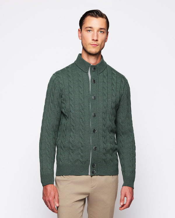 Green button-up braided jumper by MIRTO