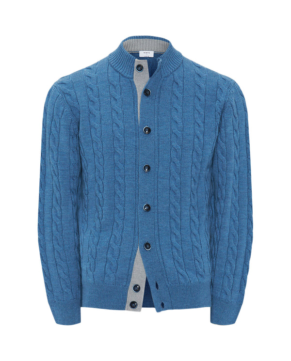 Royal blue button-up braided jumper by MIRTO