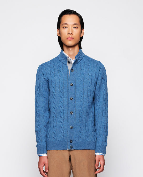 Royal blue button-up braided jacket