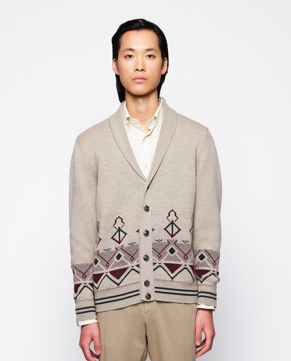 Brown knit jacket (lapel collar) by MIRTO