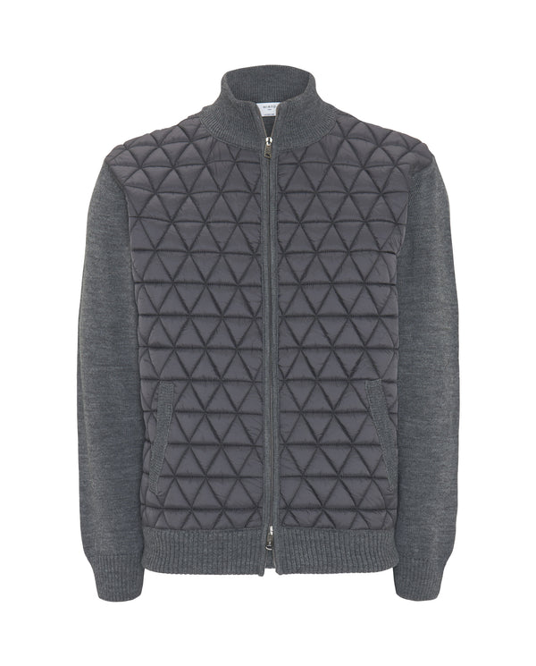 Gray knit jacket with quilted front by MIRTO