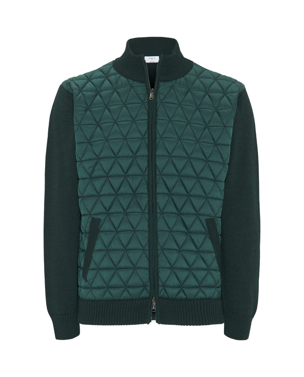 Green knit jacket with quilted front by MIRTO