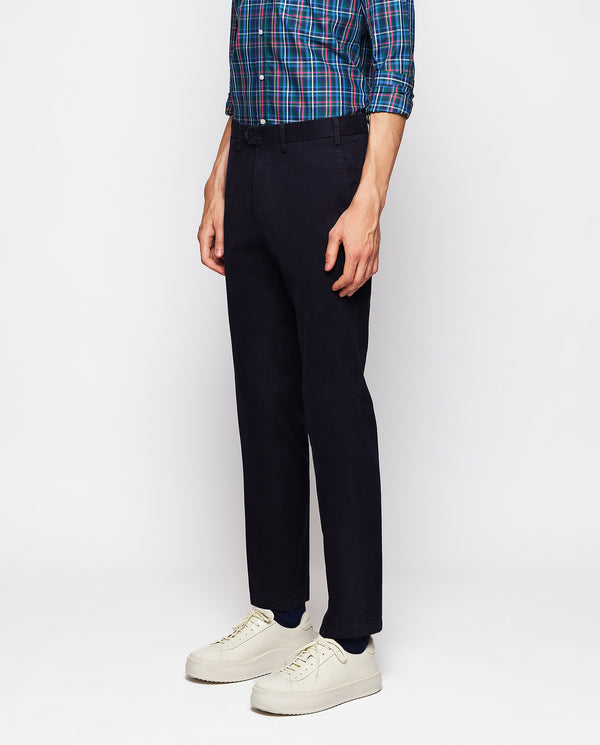 Navy blue cotton chino trousers by MIRTO