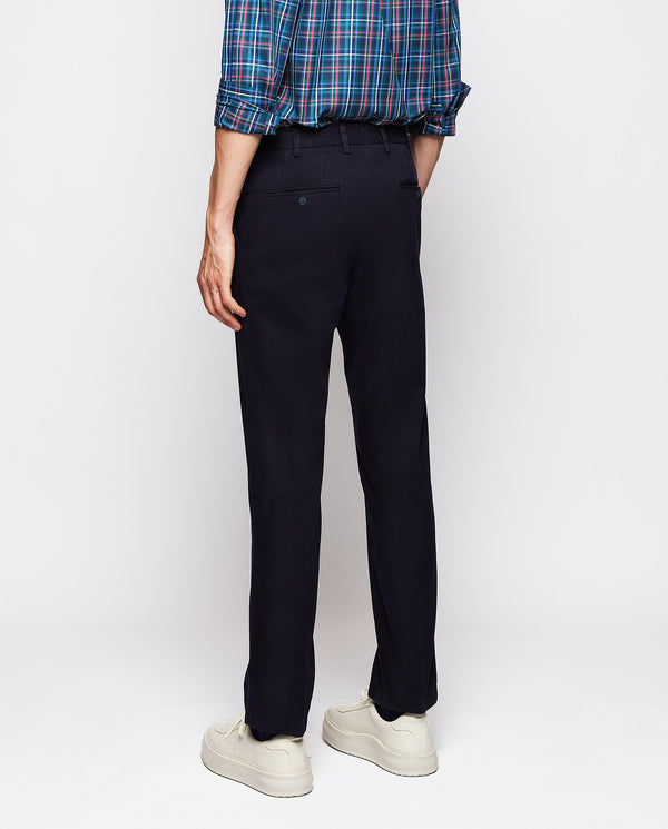 Navy blue cotton chino trousers by MIRTO