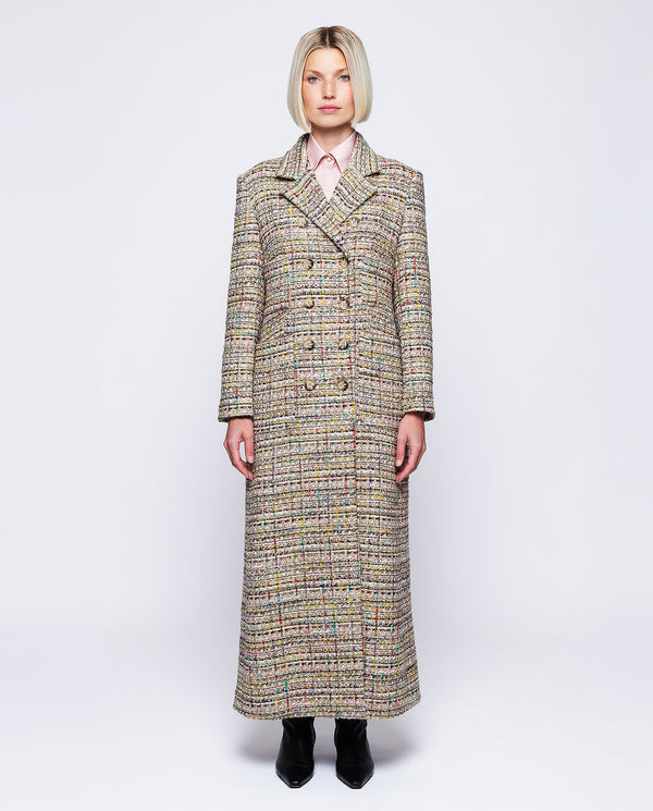 Multicolor artisanal tweed coat by MIRTO