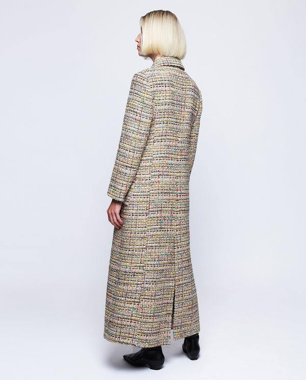 Multicolor artisanal tweed coat by MIRTO