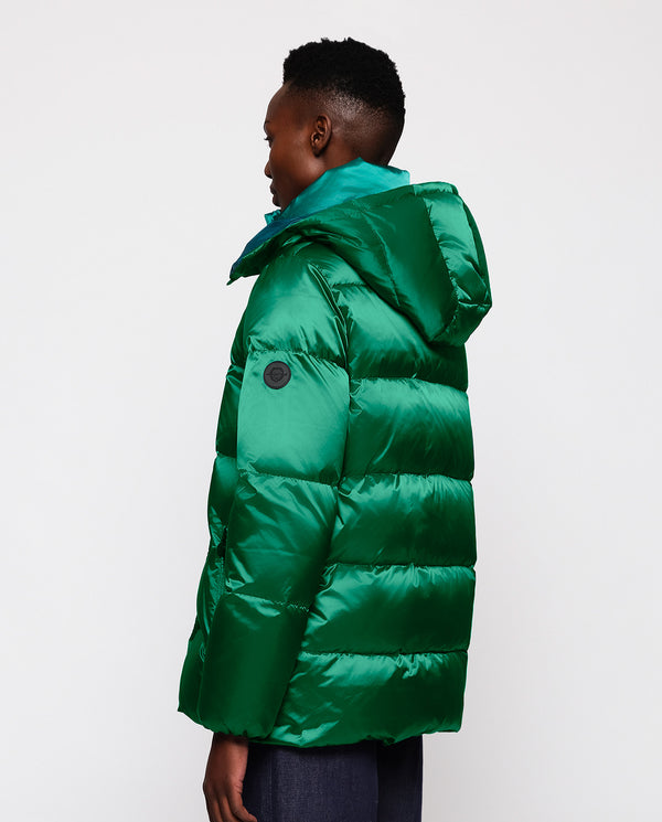 Green water repellent quilted jacket by MIRTO