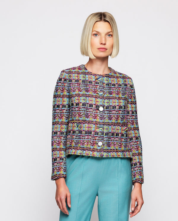 Multicolor tweed artisanal jacket by MIRTO