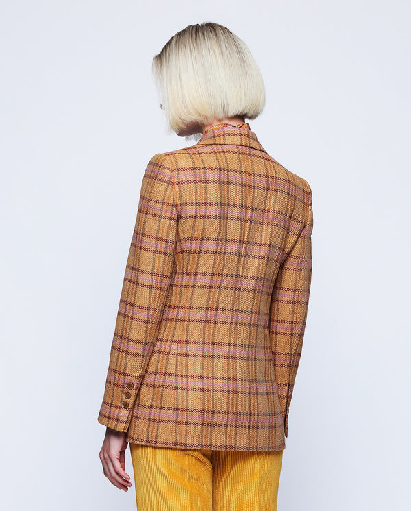 Camel wool plaid sartorial jacket by MIRTO