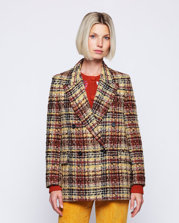 Brown silk-wool tweed jacket by MIRTO