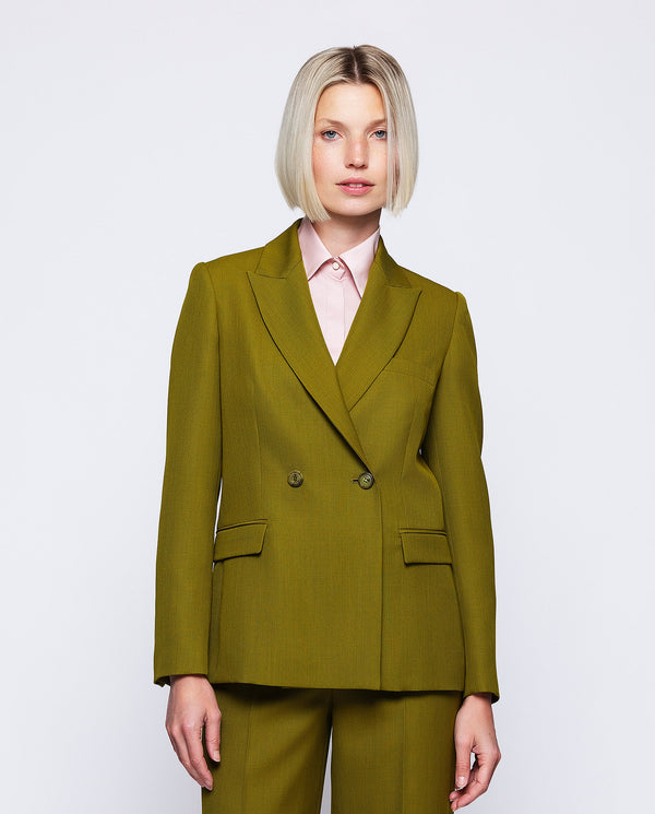 Green wool double breasted jacket by MIRTO