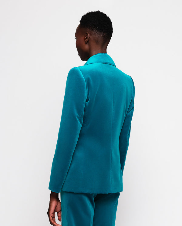 Turquoise velvet jacket by MIRTO