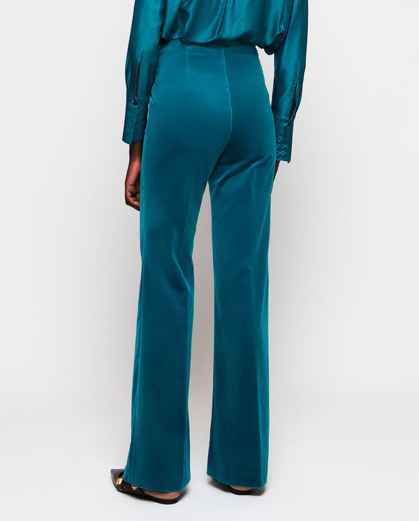 Turquoise velvet trousers by MIRTO