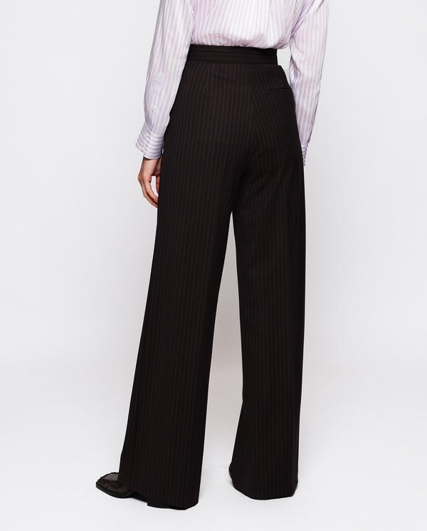 Burgundy pin stripe trousers by MIRTO