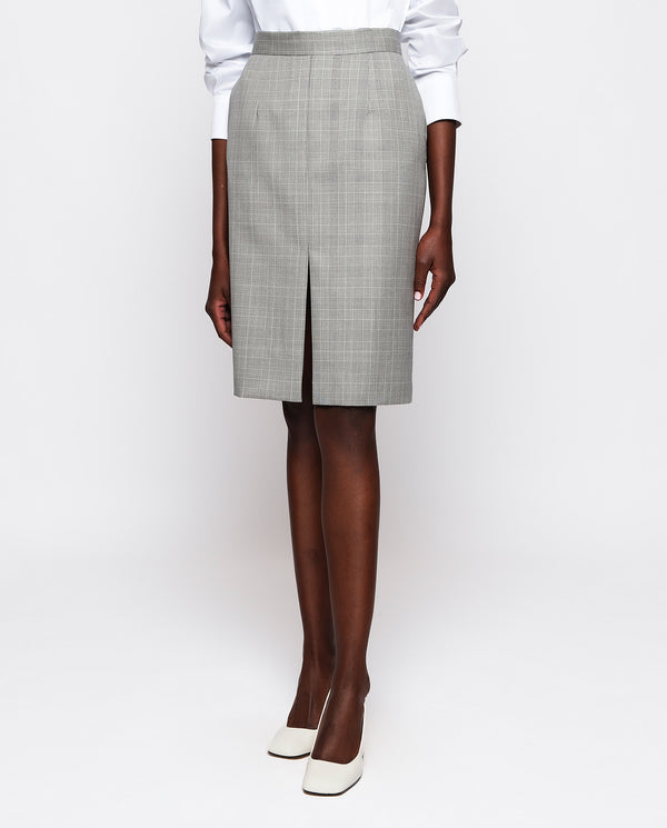 Gray Glenn plaid midi skirt by MIRTO