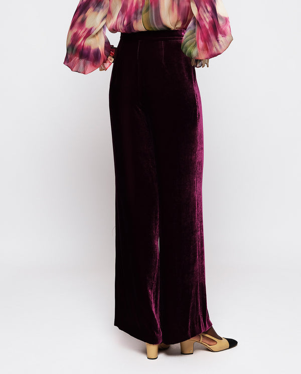 Burgundy velvet trousers by MIRTO