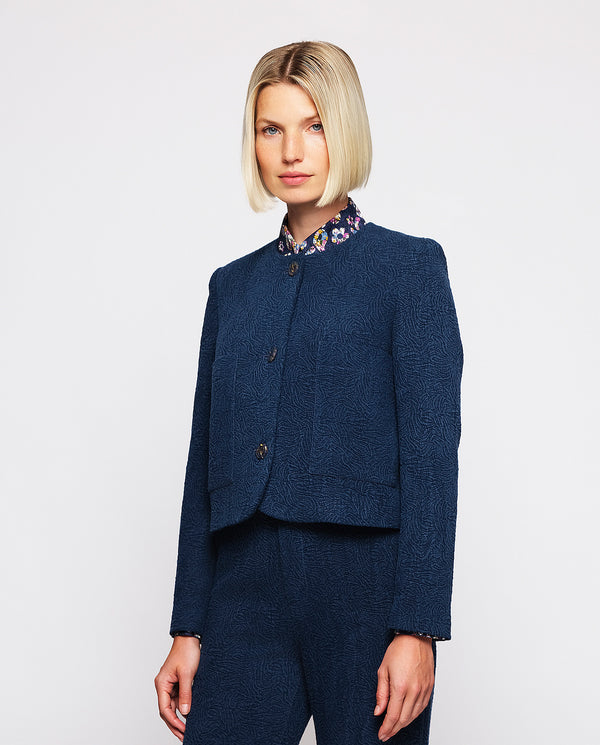 Denim jacquard short jacket by MIRTO