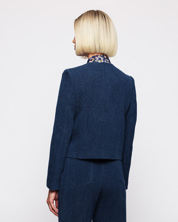 Denim jacquard short jacket by MIRTO