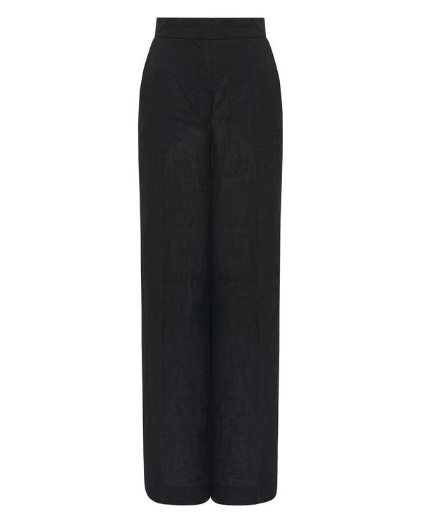 Black linen trousers by MIRTO