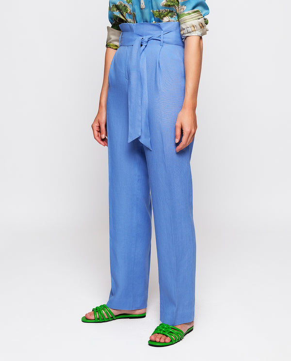 Blue linen trousers by MIRTO