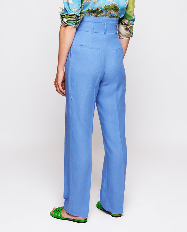 Blue linen trousers by MIRTO