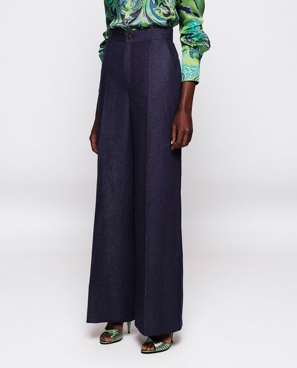 Wide leg denim trousers by MIRTO