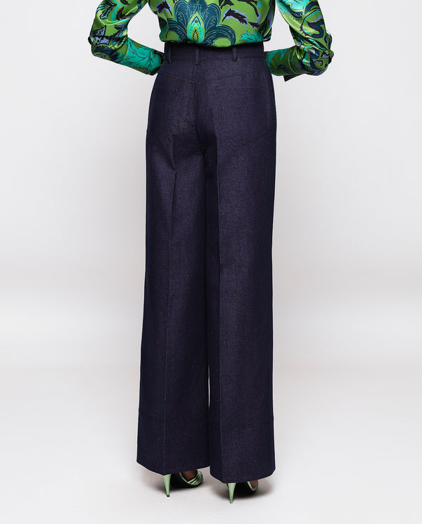 Wide leg denim trousers by MIRTO