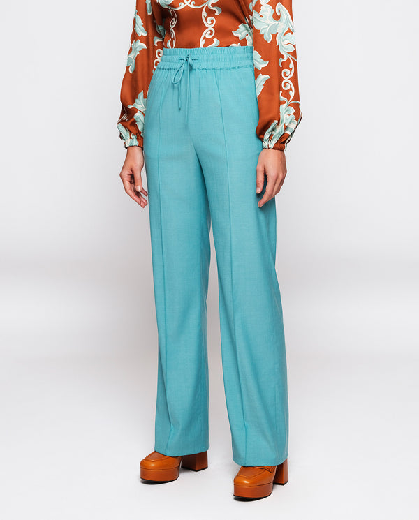 Turquoise wool trousers by MIRTO