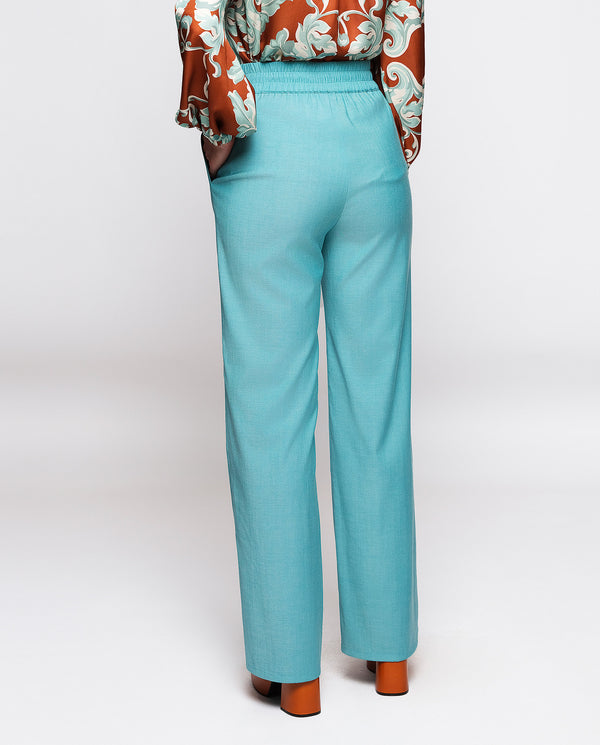 Turquoise wool trousers by MIRTO