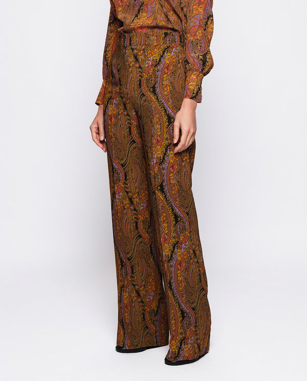 Green paisley print straight trousers by MIRTO